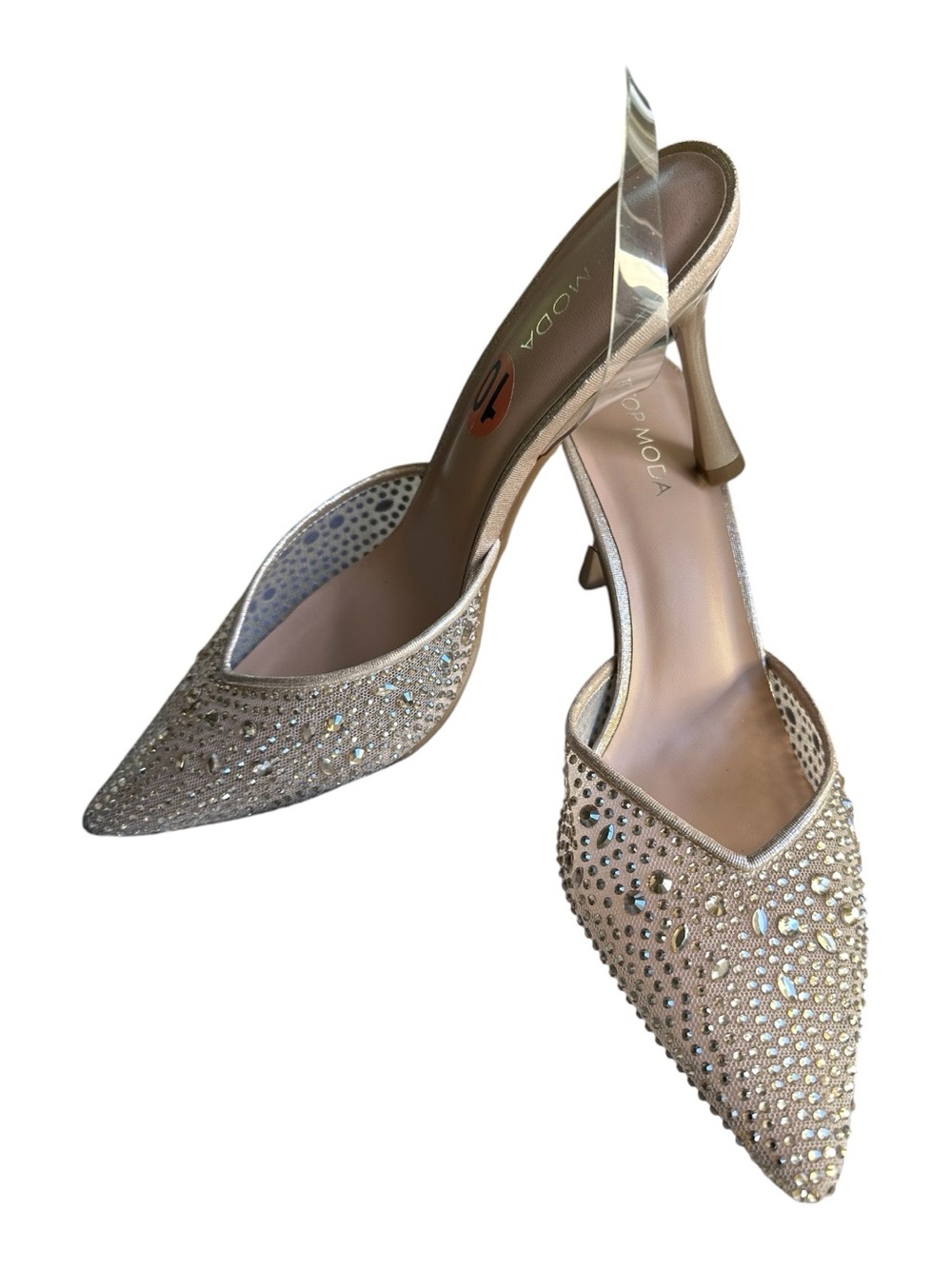 TOP MODA RHINESTONE STILETTO SLINGBACK SIZE 10  NWOT